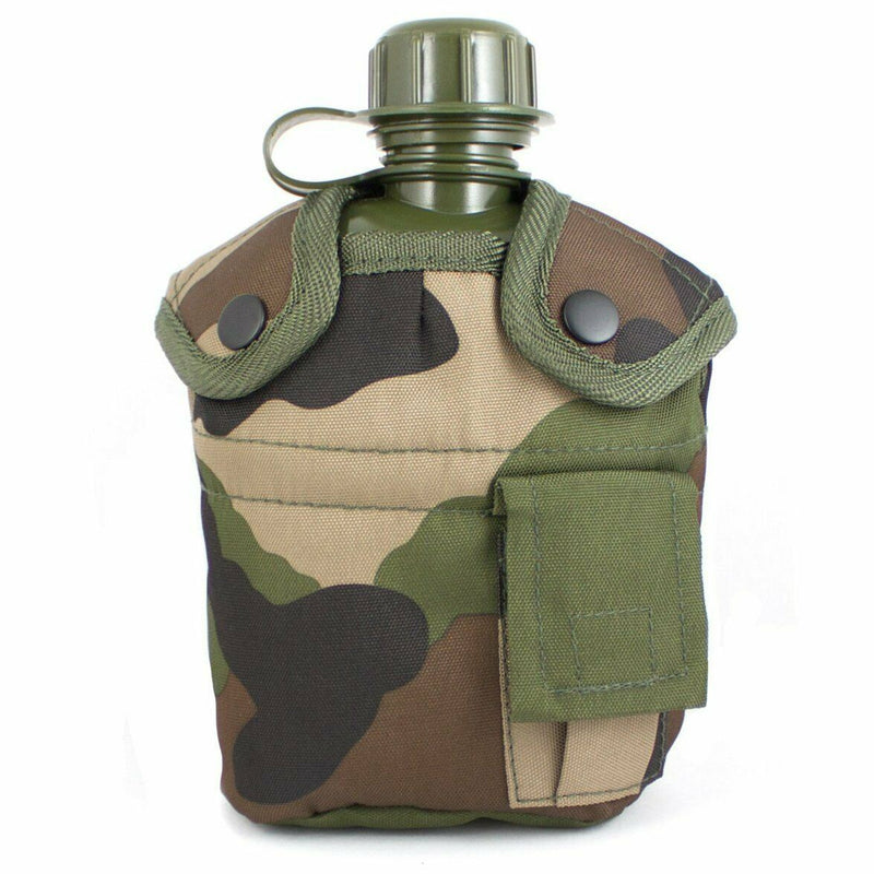 Botella de agua de cantina M1 de estilo del ejército de EE. UU. Con taza de cubierta y clips de Alice Militares de los Estados Unidos