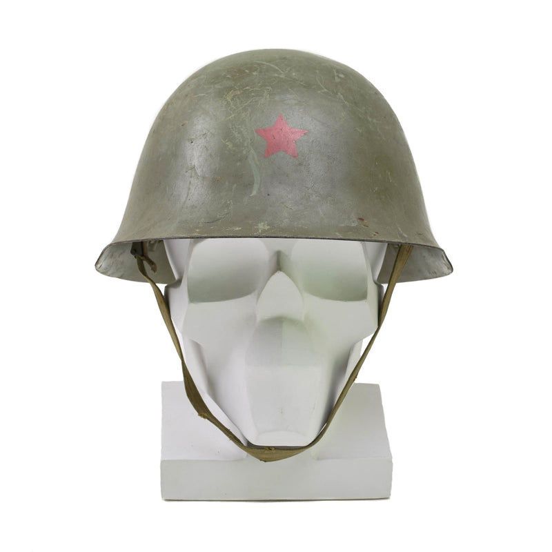 Casco de acero táctico serbio original con revestimiento de engranajes de combate oliva