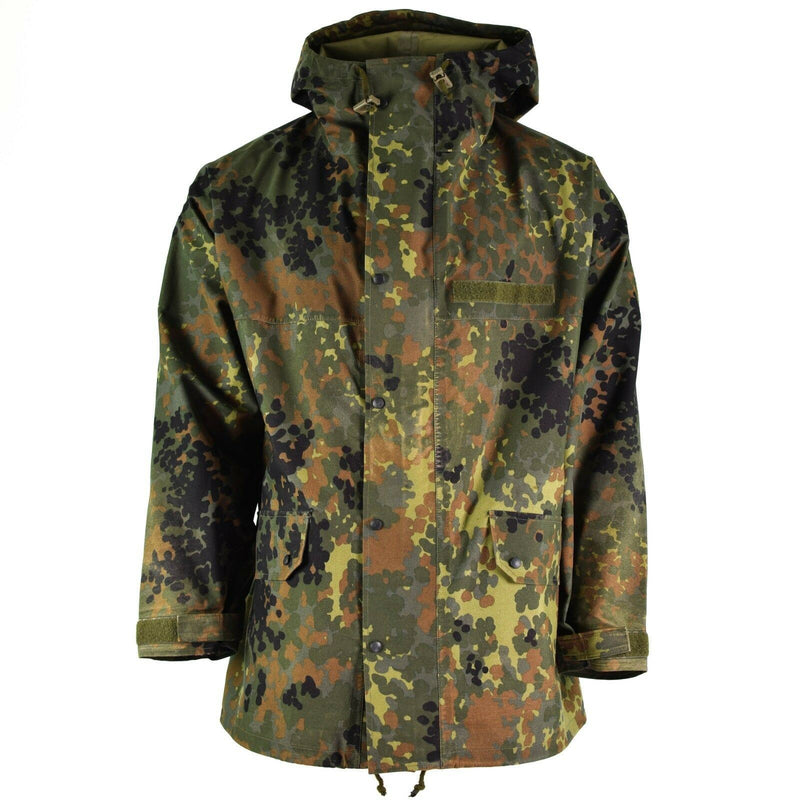 Chaqueta de campo del ejército alemán original Goretex Flecktarn Equipo de lluvia impermeable Parka