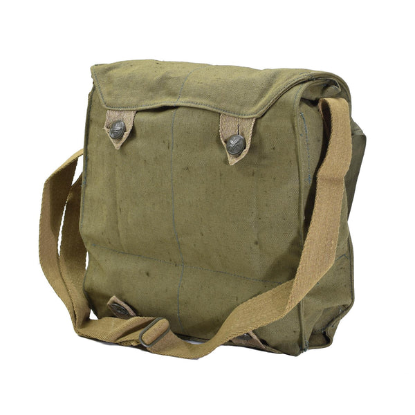 Bolsita de hombro de máscara de gas militar checa original lienzo verde