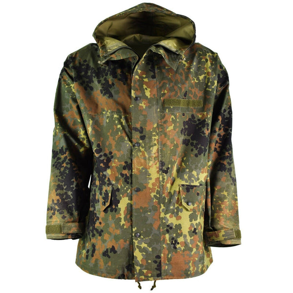 Chaqueta de campo del ejército alemán original Goretex Flecktarn Rainer impermeable Parka Nuevo