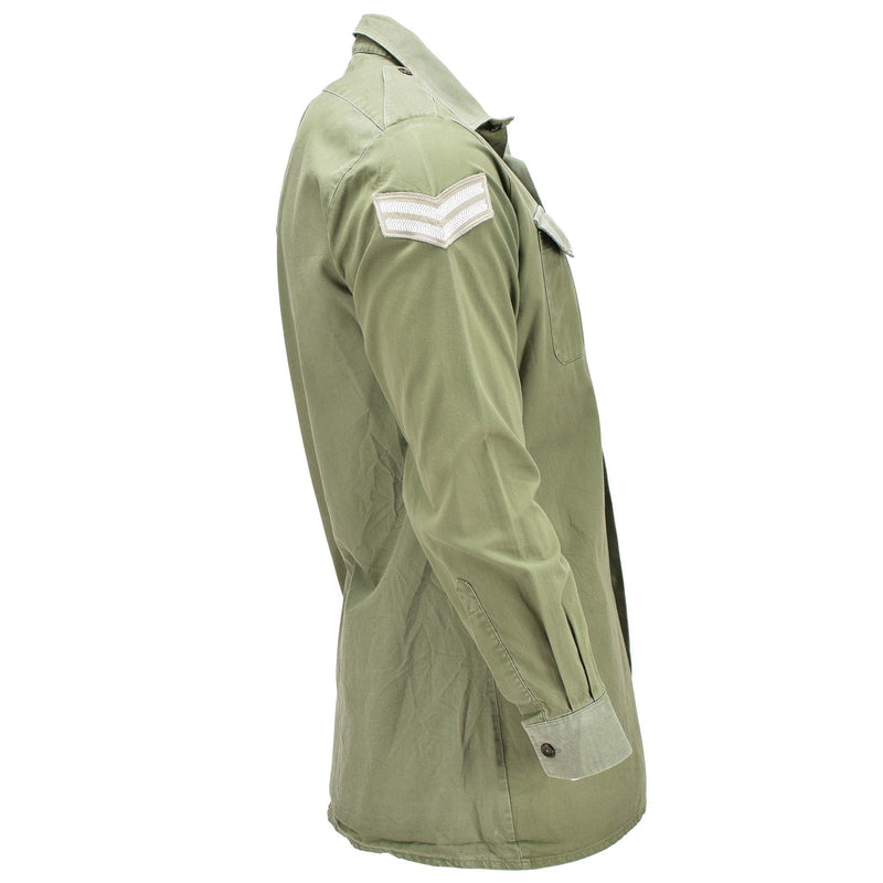 Camisa del ejército británico original O.D Servicio militar verde Manga larga BDU
