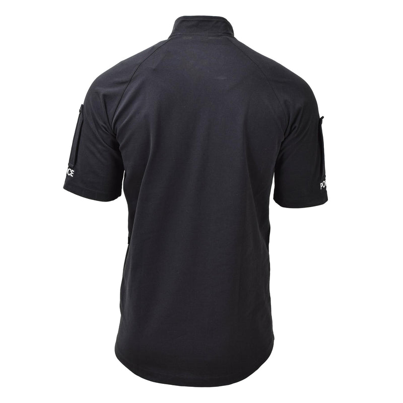 Camisetas tácticas de la policía del ejército británico original manga corta con cremallera negra nueva