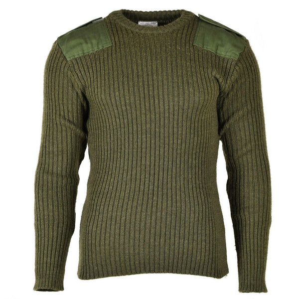 Suéter de ejército belga original comando jersey oliva verde lana pura lana pura