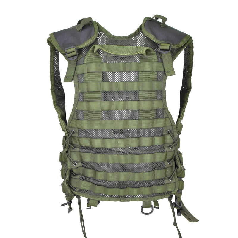 Chaleco militar holandés original solo Combate táctico verde reforzados hombros