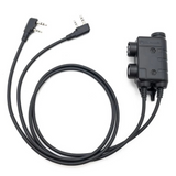 Earmor Adaptador PTT dual Kenwood Baofeng Auriculares tácticos con cable de 2 pines Negro