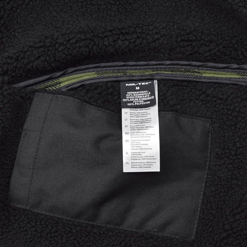 MIL-TEC Alemania Militar Lumberjack Chaqueta a cuadros Aparecido Black Black Olive NUEVO