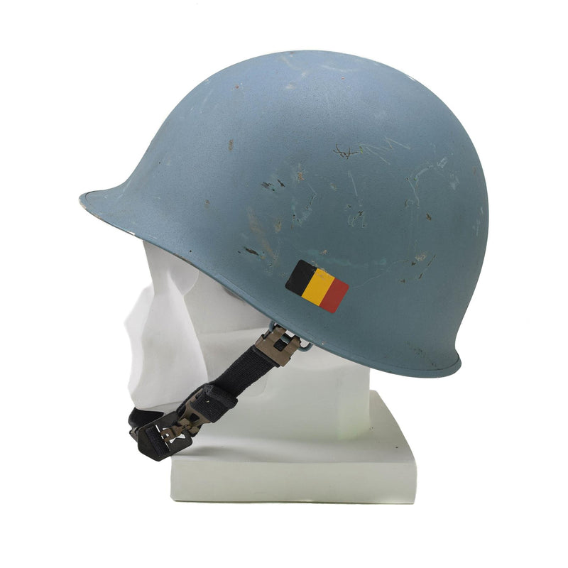 Casco de acero belga militar original M51 Combate táctico PVC PVC Light Blue