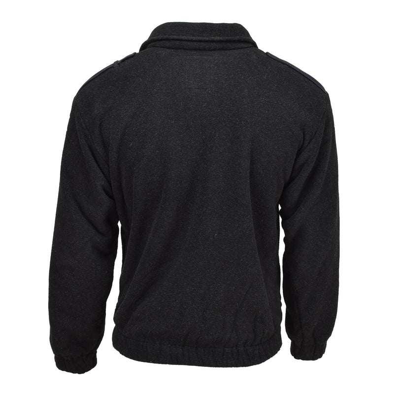 Chaqueta de vellón de la policía militar holandesa original suéter de invierno negro