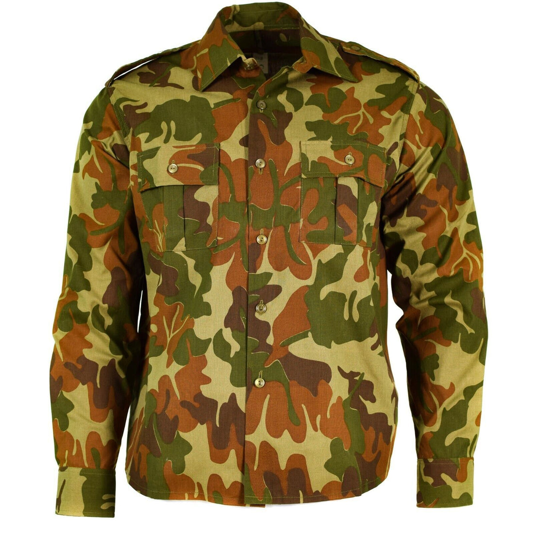 Camisa de combate M90 del ejército rumano original, bolsillos en el pecho, camuflaje de hojas para exteriores