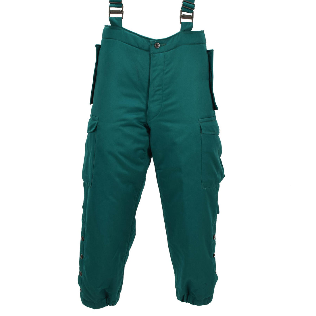 Pantalones con peto térmicos militares austriacos originales con aislamiento para clima frío, verde