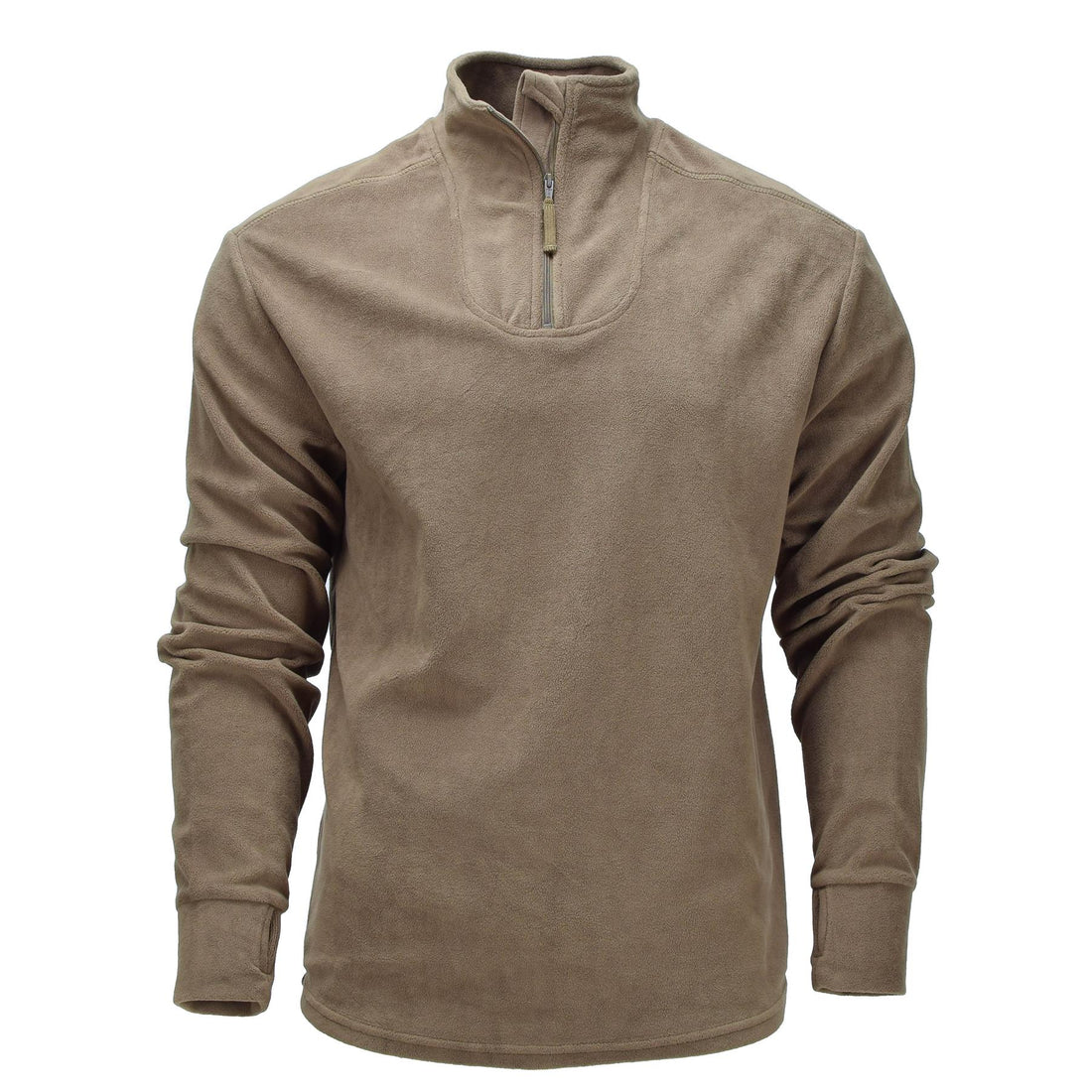 Camiseta interior de combate térmica PCS original del ejército británico con media cremallera color oliva claro