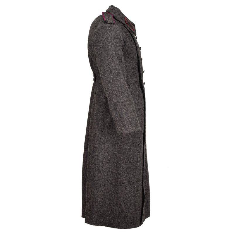 Original bulgarian militar gris gris lana abrigo pesado invierno larga espinilla