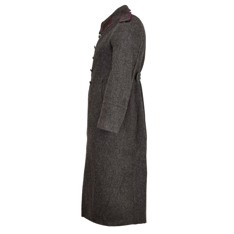 Original bulgarian militar gris gris lana abrigo pesado invierno larga espinilla