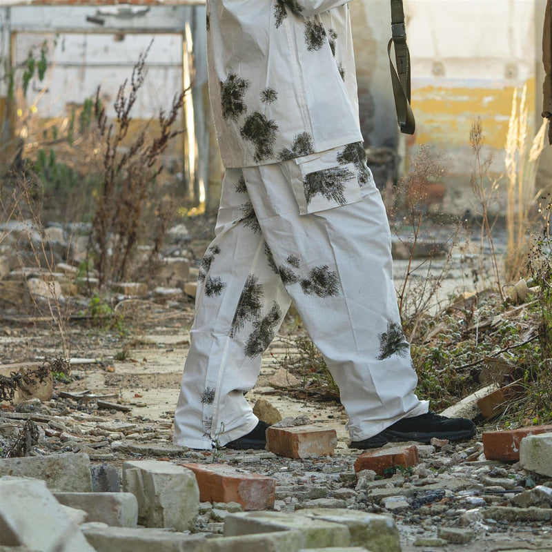 A.Blochl Pantalones de estilo del ejército alemán CAMO Snow Capa reversible de uniforme exterior NUEVO