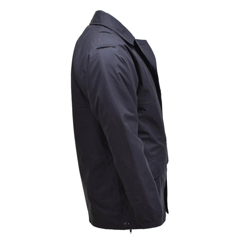 Gran chaqueta de lluvia británica Police Police Solid Black forrado de agua impermeable
