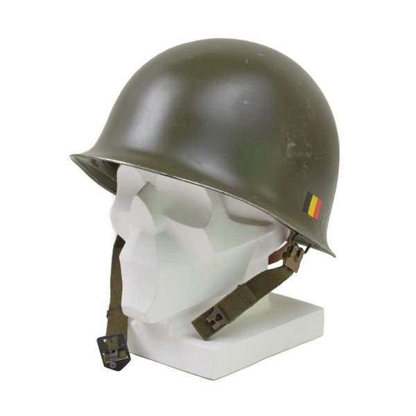 Casco de acero belga militar original M51 Combate táctico Ejército Interior PVC Olive
