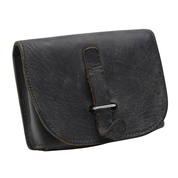 Revista militar italiana original bolsa de cuero hebillas de metal pequeñas negras