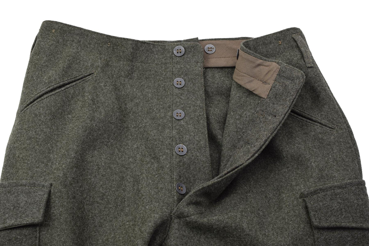 Pantalones de campo originales del ejército sueco M39/58 Excedente de carga de lana Verde oliva