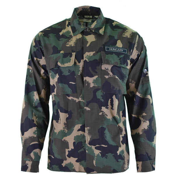 Genuina camisa del ejército húngaro M90 4 Color Camuflage Manga larga Militara NUEVO