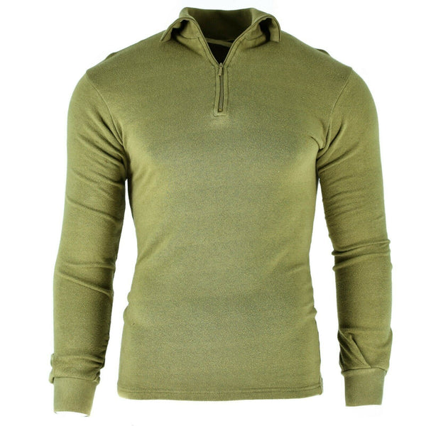 Camisa tricot del ejército británico original cremallera con cremallera con cremallera verde termal