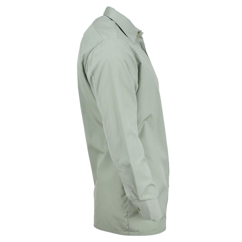 Camisa de vestir del ejército checo original oliva oliva botón de manga larga arriba excedente militar nuevo