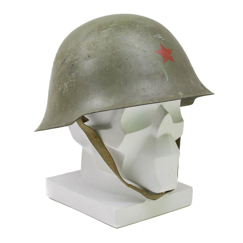 Casco de acero táctico serbio original con revestimiento de engranajes de combate oliva