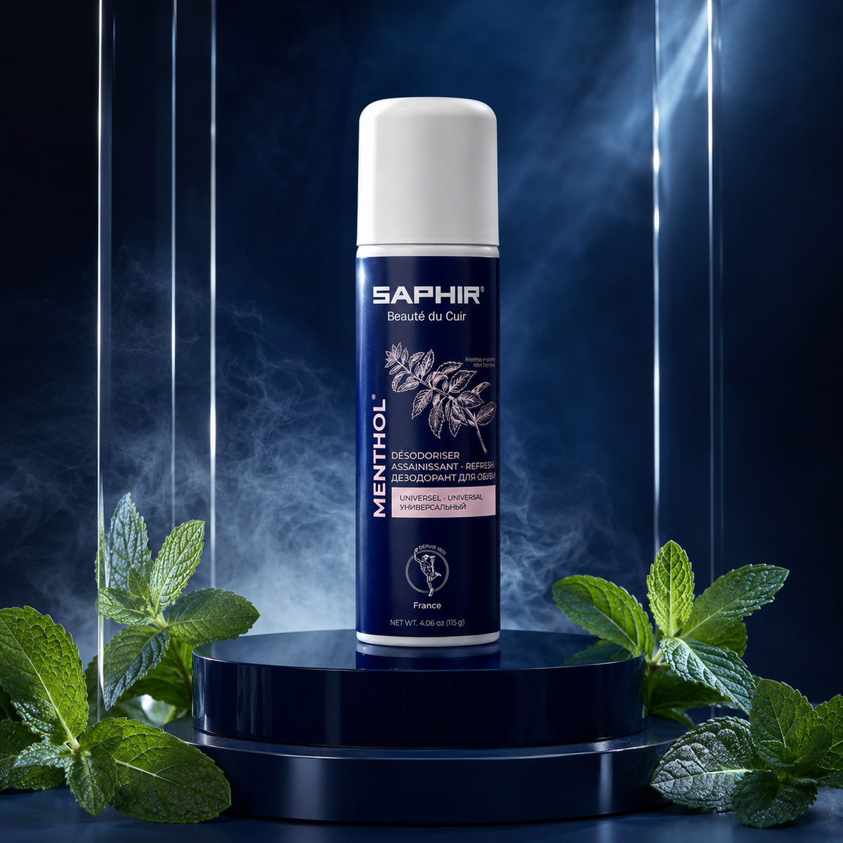 Saphir Menthol Shoe Deodorizer Spray 200ml Eliminador de olores Todo el calzado
