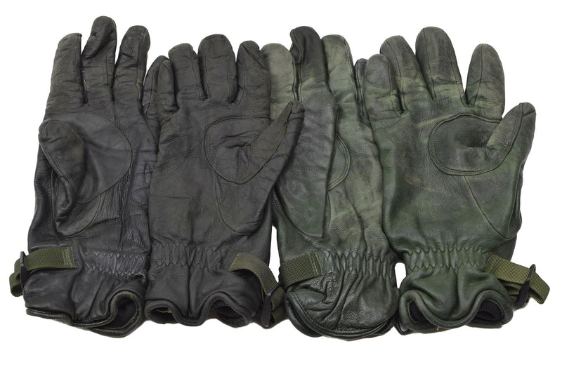 Guantes de cuero de Mk II originales británicos forrados con la mano de la mano verde oscuro