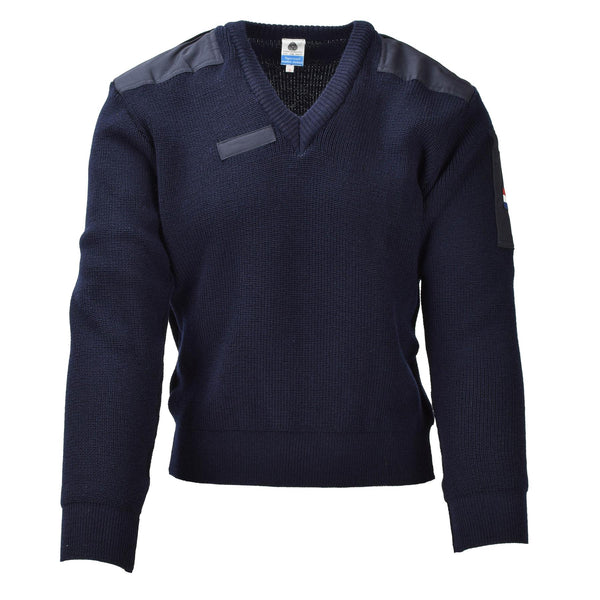 Original holandés militar azul suéter jarra