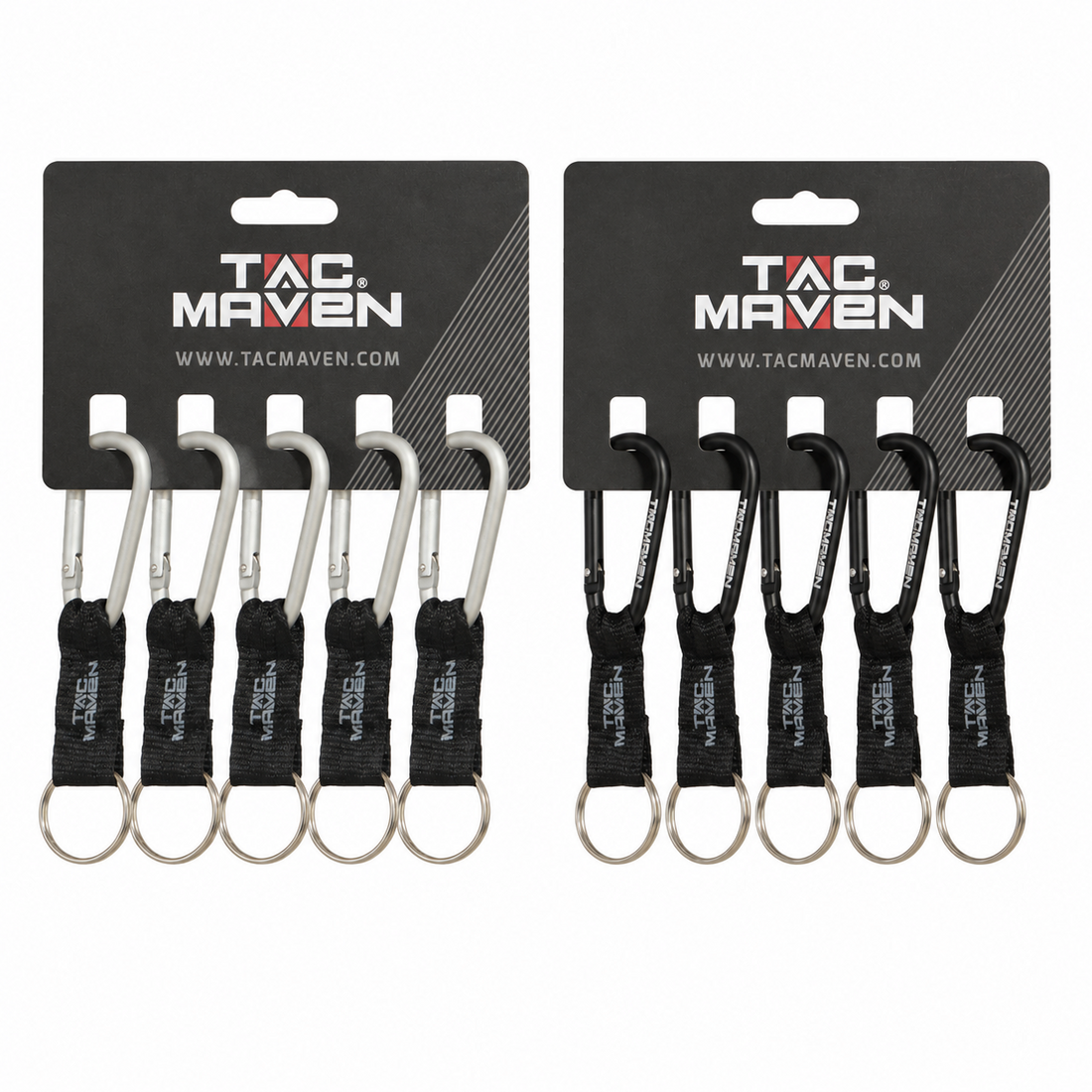 TAC MAVEN Mosquetones de aluminio de 6 mm, paquete de 5 clips para llaves para exteriores, equipo para acampar