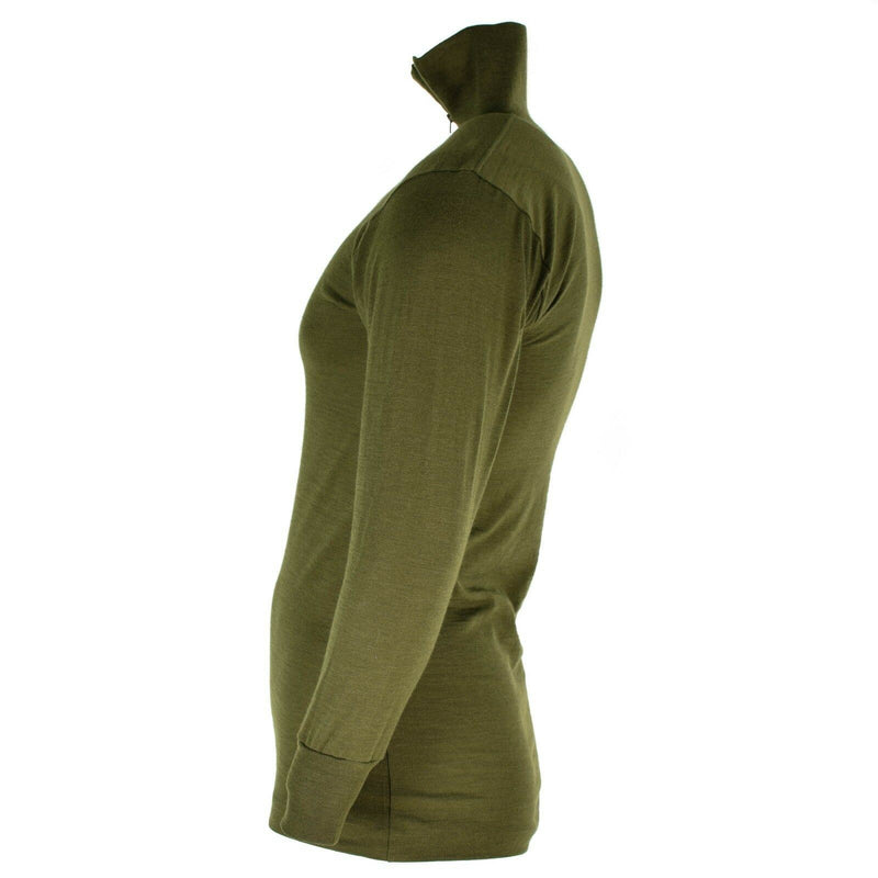Camisa tricot de ejército italiano original cremallera F1 Green térmico OD Nuevo