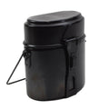 Original Swiss Army Mess Kit Juego de cocina de aluminio para acampar de 3 piezas, negro