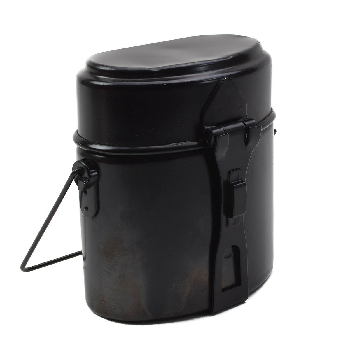 Original Swiss Army Mess Kit Juego de cocina de aluminio para acampar de 3 piezas, negro