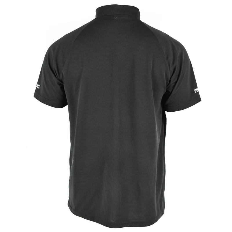 Camiseta de la policía británica genuina Black Breatable Funcional Funcional Functional Zip Guard
