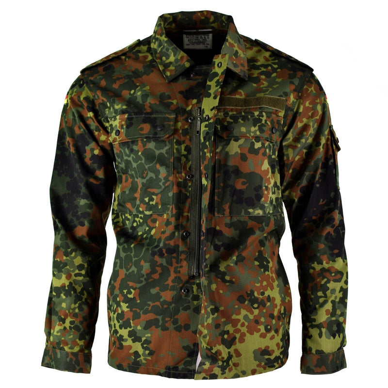 Camisa del ejército alemán original con cremallera Flecktarn Camo Combat Tactical BW Ejército