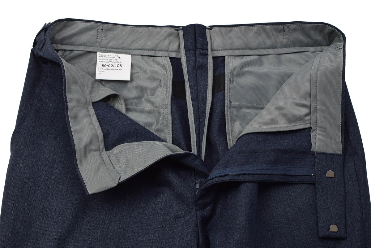 Pantalón de vestir original militar británico número 1, formal, sin bolsillos, azul