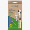 Opinel Picnic+ N°08 Juego de Cubiertos Cuchillo Plegable Cuchara Tenedor Camping Haya