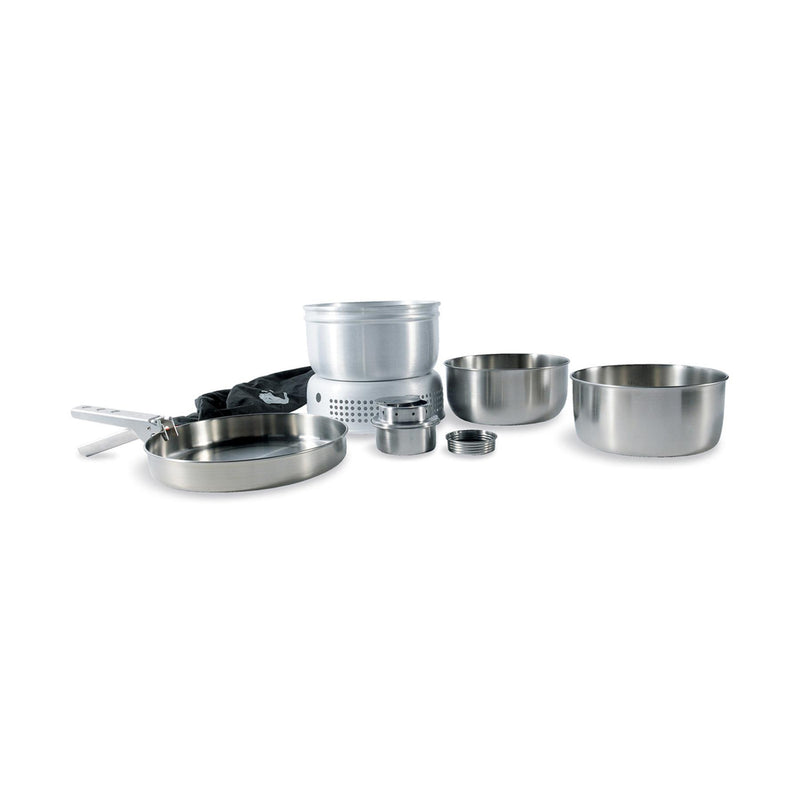 Tatonka Camping Cooking Stove Set Burner de acero inoxidable Pot compacta al aire libre