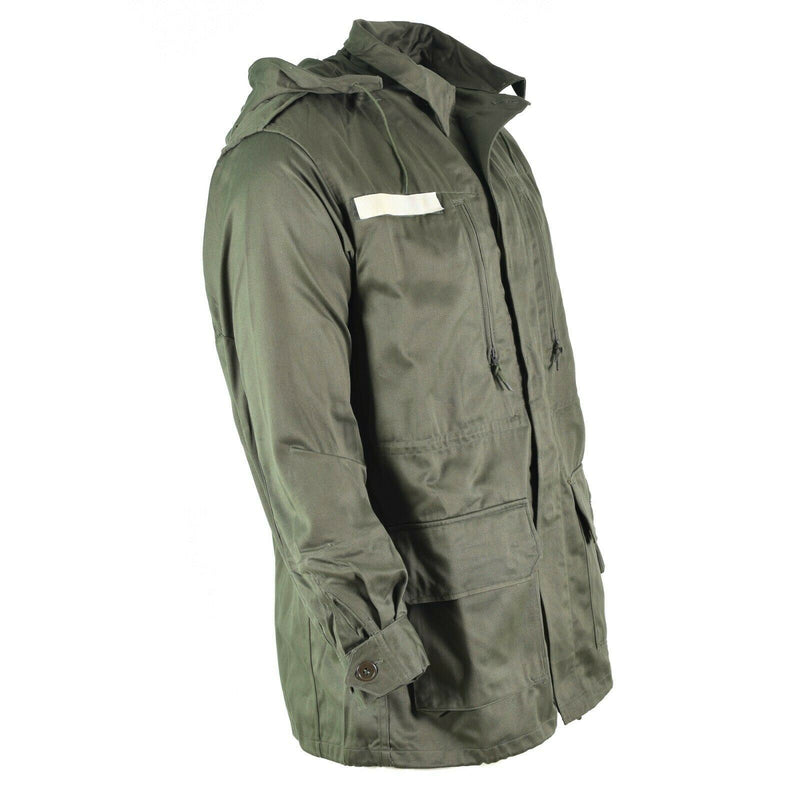 Ejército francés original Olive OD Chaqueta Fatiga Combate Militares capladas Parka sateen