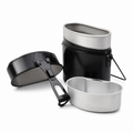 Original Swiss Army Mess Kit Juego de cocina de aluminio para acampar de 3 piezas, negro