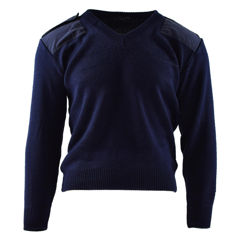 Genuino Sétero del Ejército Holandés Jumper Blue Military Jugar Oficial de cuello redondo