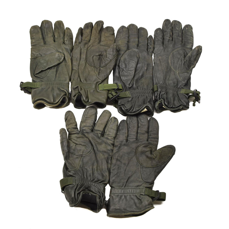 Guantes de cuero de Mk II originales británicos forrados con la mano de la mano verde oscuro