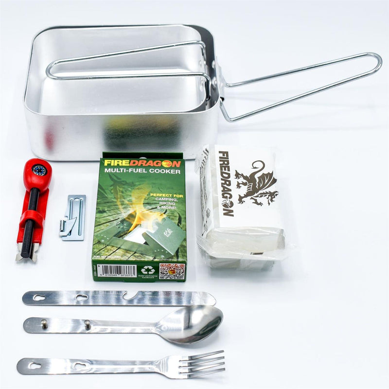 BCB Cocina al aire libre Set de senderismo de senderismo Tins Cades Catlery Striker de incendio