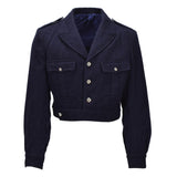 Original Ejército Francés M47 IKE Chaqueta Lana Botón Fijación Vintage Azul