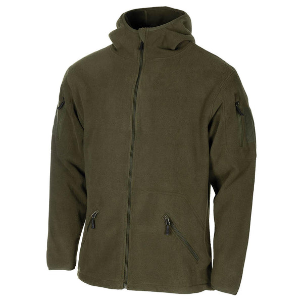 MFH estilo militar con capucha oliva chaqueta de vellón ejército táctico con cremallera completa senderismo nuevo
