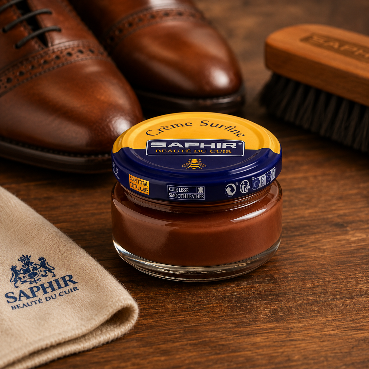 Saphir Creme Surfine Leather Shoe Care Crema para cuero liso 50ml Marrón