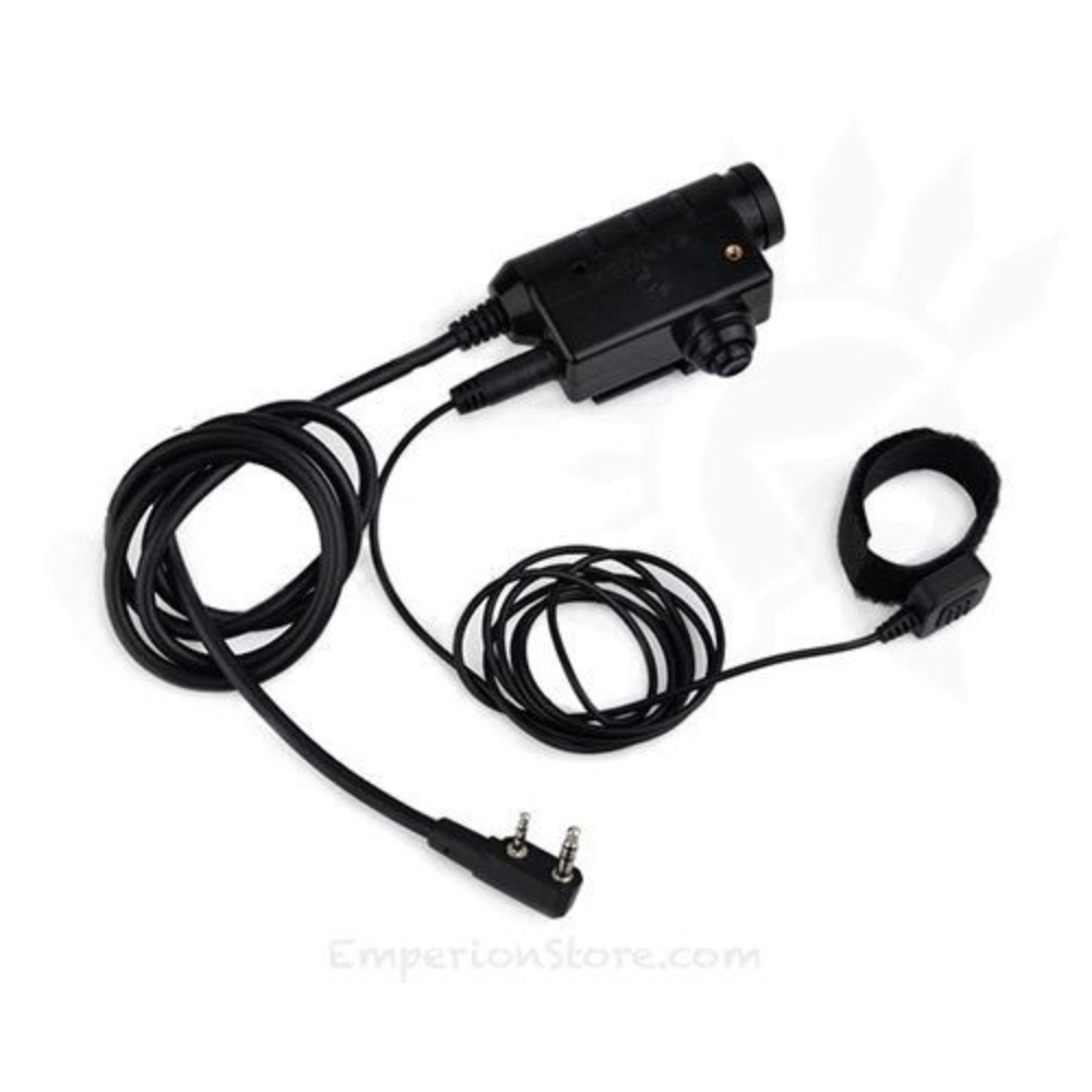 Earmor M52 PTT Adaptador Midland Cable de auriculares tácticos con cable de 2 pines Negro