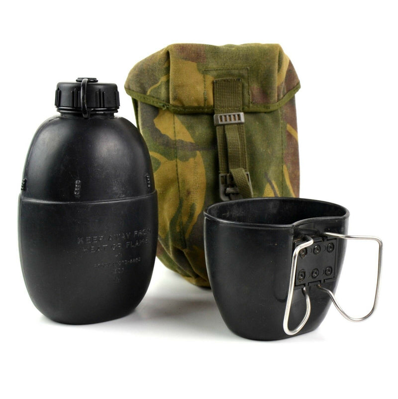 Cantina del ejército británico genuino original con la taza 58 Botella de agua con bolsa