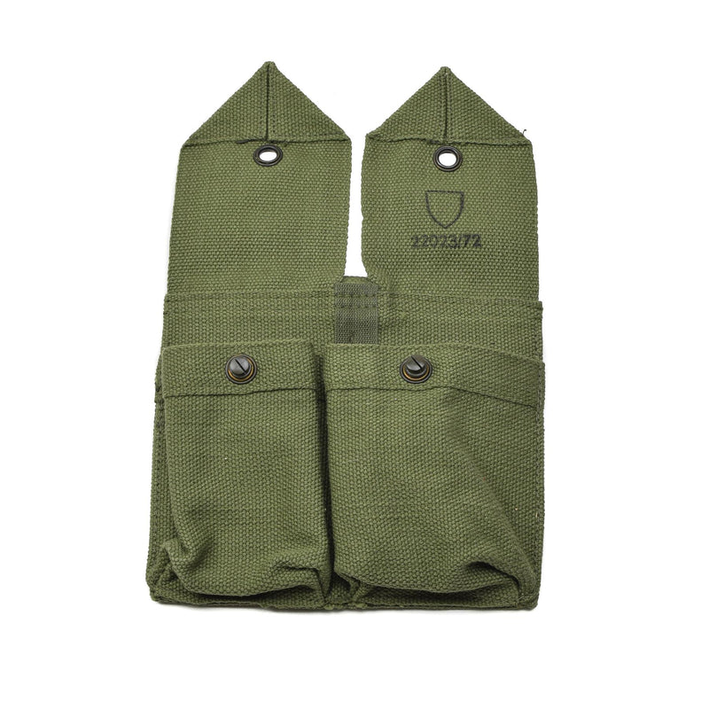 Original Norwegian Army Magazine Pouch Vintage doble munición Bag Verde lienzo nuevo